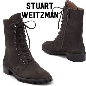 Stuart Weitzman Laine Combat Boots Slate casual comfy outdoor style vintage
